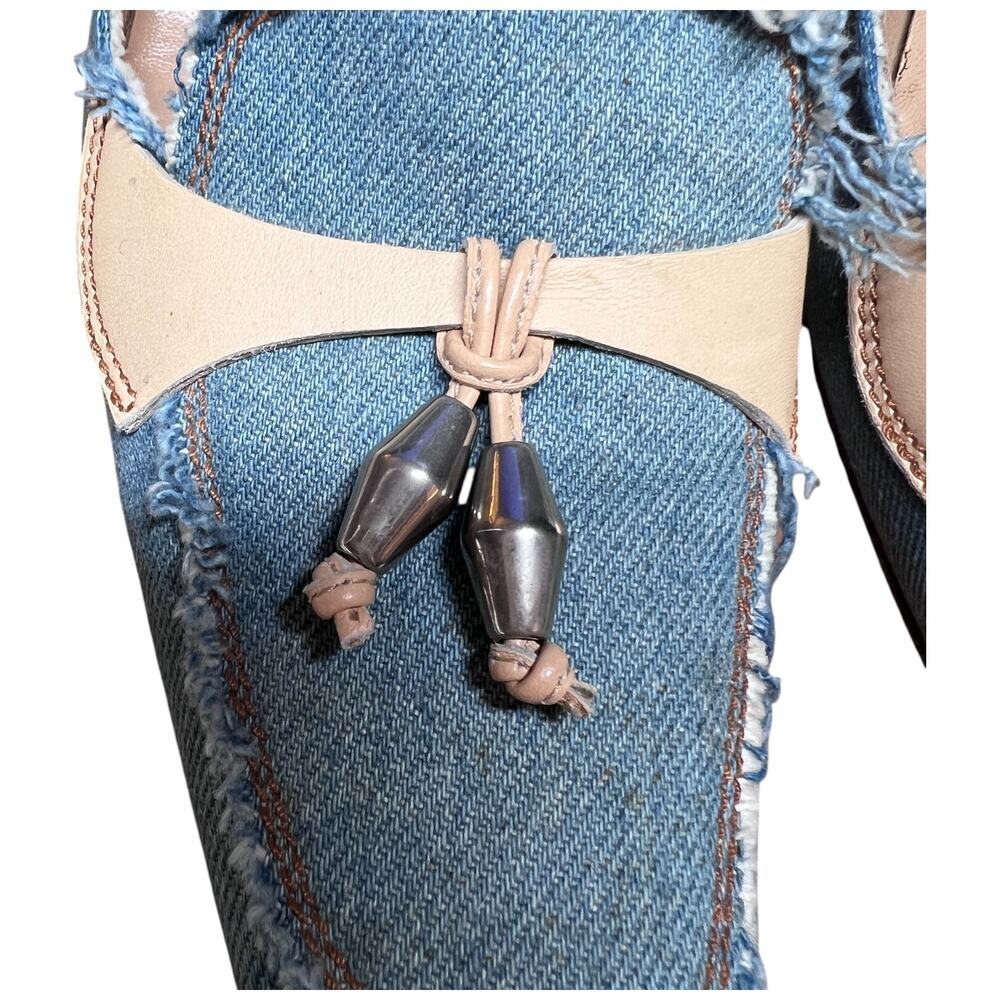 SEBASTIAN Milano Women's 39.5/US 9-9.5 Blue Jean Kitten Heels Denim Shoes Italy - Picture 10 of 13